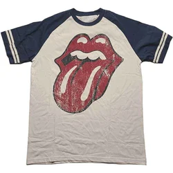 The Rolling Stones Lick (Raglan) Natural & Navy Blue L Majica