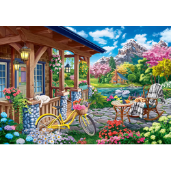 BlueBird - Puzzle Večerna hiša v gorah - 1 000 kosov