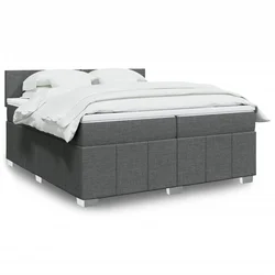Vidaxl Box spring postelja z vzmetnico temno siva 200x200 cm blago