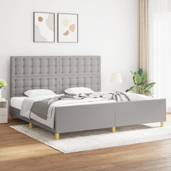 Den Posteljni okvir z vzglavjem svetlo siv 200x200 cm blago