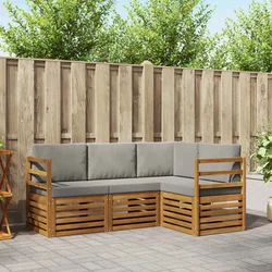 Setovi sofa 4 pcs Prirodna i svijetlo siva Čvrsto drvo akacije