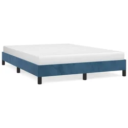 Vidaxl Posteljni okvir brez vzmetnice temno moder 140x190 cm žamet