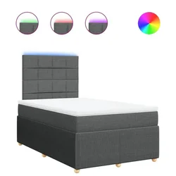 Vidaxl Box spring postelja z vzmetnico temno siva 120x190 cm blago