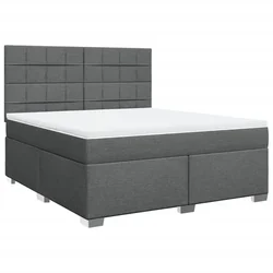 Vidaxl Box spring postelja z vzmetnico temno siva 180x200 cm blago