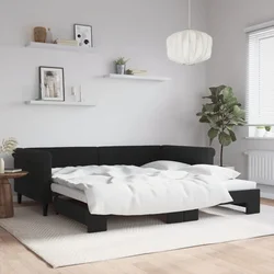 Dnevni krevet na razvlačenje crni 100 x 200 cm baršunasti
