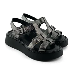 Mona Shoes Ženske sandale, Soft uložak, Kožne, Tamnosive