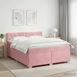 vidaXL Postelja boxspring z vzmetnico Roza 160 x 200 cm Žamet