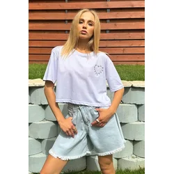 Trend Alacati Stili Ženska majica katkih rukava ALC-X12124, Okrugli izrez, Bela