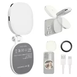 K&F Magnetic Selfie Light with 360°Rotation & Mirror, CRI95+ Foldable Phone Ring Light