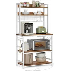 Songmics Kuhinjska polica, 80x40x170 cm, rjava, shranjevanje