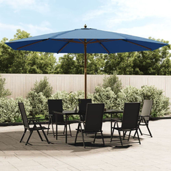 Vrtni suncobran s drvenim stupom azurnoplava 400x273 cm
