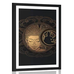 Plakat s paspartujem harmonična moč Bude - 30x45 silver