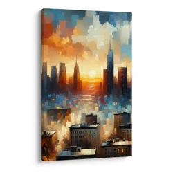 Slika sončni zahod nad mestom - 100x150