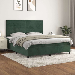 VIDAXL Box spring postelja z vzmetnico temno zelena 180x200