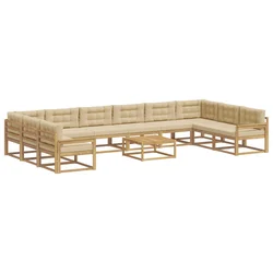 Set vanjskih sofa s jastukom 11 pcs Bijela i bež