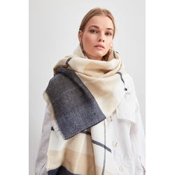 Trendyol Beige Checked Pattern Womens Soft-textured Scarf