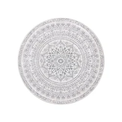 Songmics Okrogla preproga 120 cm siva