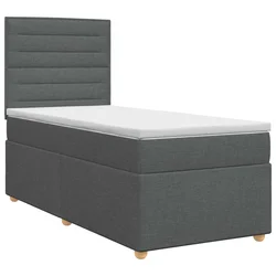 vidaXL Postelja boxspring z vzmetnico Temno siva 100 x 200 cm Blago