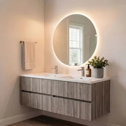 Skye Decor Set kupatilskog ormarića sa umivaonikom i ogledalom, 2 dela, Bež