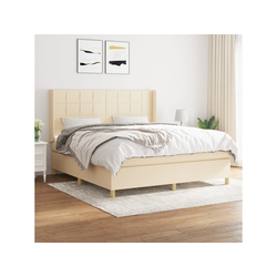 Den Box spring postelja z vzmetnico krem 160x200 cm blago