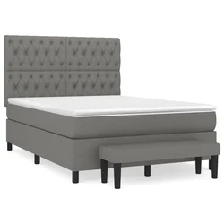 Vidaxl Box spring postelja z vzmetnico temno siva 140x200 cm blago