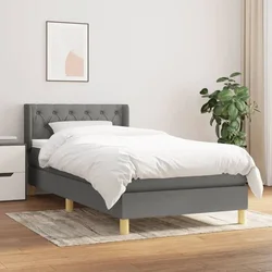 Vidaxl Box spring postelja z vzmetnico temno siva 80x200 cm blago