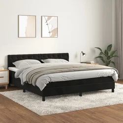 Vidaxl Box spring postelja z vzmetnico črna 160x200 cm žamet