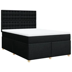 Vidaxl Box spring postelja z vzmetnico črna 160x200 cm blago