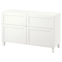 BESTA Komb.odlaganje s vratima/fiokama, bela/Hanviken/Stubbarp bela, 120x42x74 cm