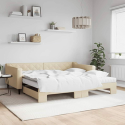 Dnevni krevet na razvlačenje krem 100 x 200 cm od tkanine
