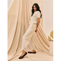 Sinsay - Pantalone barrel leg sa viskozom - nude