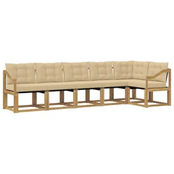 Set vanjskih sofa s jastukom 6 pcs Bijela i bež