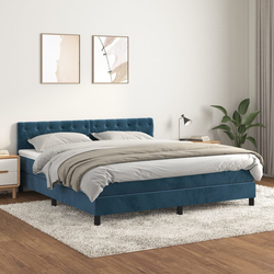 Den Box spring postelja z vzmetnico temno modra 160x200 cm ž