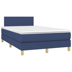 Vidaxl Box spring postelja z vzmetnico modra 120x190 cm blago