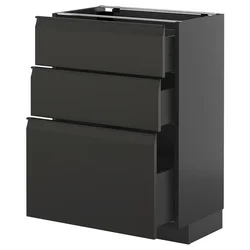 METOD / KNIVSHULT Podni element s 3 fioke, Crnosiva/Upplöv boja antracita, mat, 60x37 cm