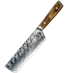 Damaskasti kuhinjski nož YU-37491 - Nakiri / Smeđa KP37491