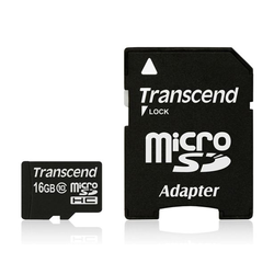 MICRO SD 16GB TRANSCEND + SD adapter TS16GUSDHC10