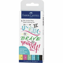 Flomastri Faber-Castell Pitt Artist Pen Hand Lettering - 6 kosov, pastelni komplet