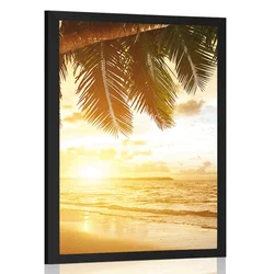 Plakat sončni zahod na karibski plaži - 30x45 silver
