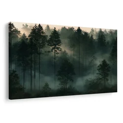 Slika megleni gozd ob zori - 60x40