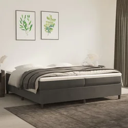 Okvir za krevet s oprugom tamnosivi 200x200 cm baršunasti