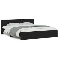 Vidaxl Posteljni okvir z vzglavjem črn 200x200 cm