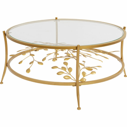 Meblo Trade Klupski stolić Leafline Gold 88x88x37h cm