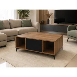Klub sto sa dve fioke Mila, 100x80x41, drvo/crno