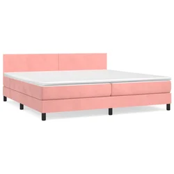 Vidaxl Box spring postelja z vzmetnico roza 200x200 cm žamet