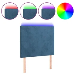 Vidaxl LED posteljno vzglavje temno modro 90x5x118/128 cm žamet