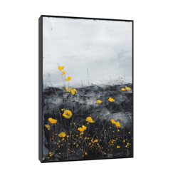 Canvas Slika na platnu Žuti cvetovi 30x45cm, Sa ramom, Crni