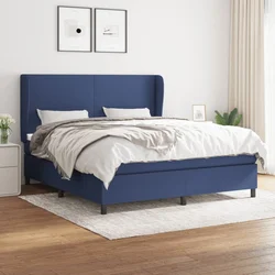 shumee Box spring postelja z vzmetnico modra 160x200 cm blago