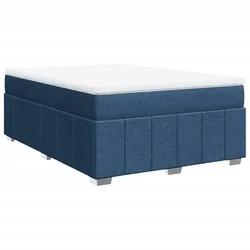 Vidaxl Box spring postelja z vzmetnico modra 160x200 cm blago
