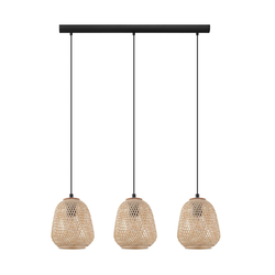 EGLO Viseća lampa DEMBLEBY 3xE27 90 cm prirodno drvo/crna 43262